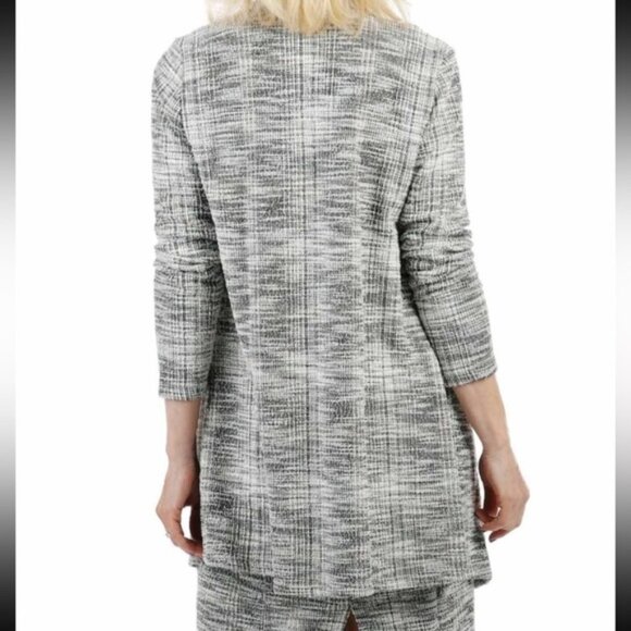 New Mr Max Black White Boucle Knit Open Duster Cardigan Blazer Size Large bin 3K - Picture 3 of 9